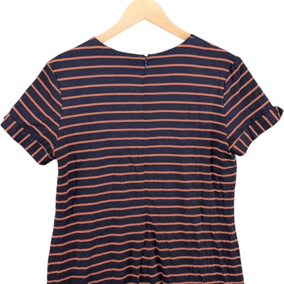 Hutch Anthropologie Mini Shirt Dress Navy Orange Stripe Front Pocket Lined Sz S - Picture 4 of 14